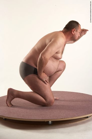 Underwear Man White Kneeling poses - ALL Chubby Short Brown Kneeling poses - on one knee Academic