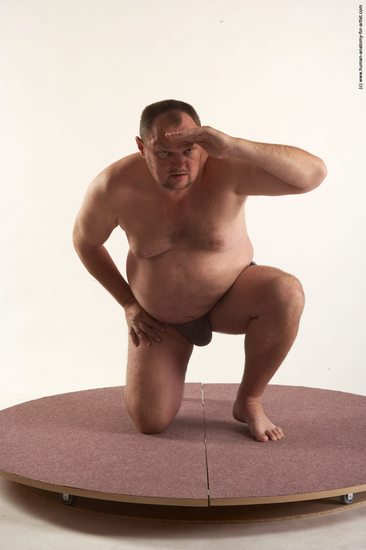 Underwear Man White Kneeling poses - ALL Chubby Short Brown Kneeling poses - on one knee Academic