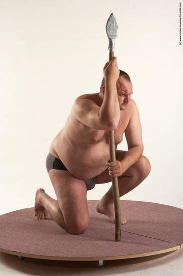 Underwear Man White Kneeling poses - ALL Chubby Short Brown Kneeling poses - on one knee Academic