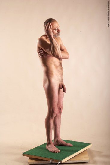 Nude Man White Standing poses - ALL Slim Bald Standing poses - simple Realistic