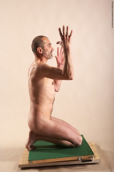 Nude Man White Laying poses - ALL Slim Bald Laying poses - on back Realistic