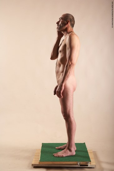 Nude Man White Standing poses - ALL Slim Bald Standing poses - simple Realistic