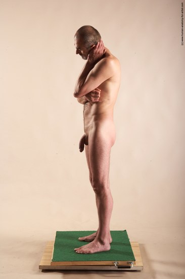 Nude Man White Standing poses - ALL Slim Bald Standing poses - simple Realistic