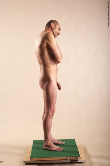 Nude Man White Standing poses - ALL Slim Bald Standing poses - simple Realistic