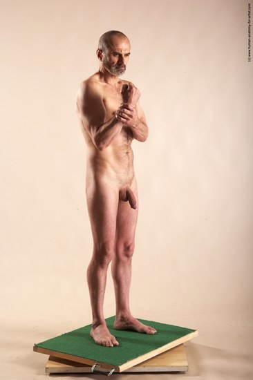 Nude Man White Standing poses - ALL Slim Bald Standing poses - simple Realistic