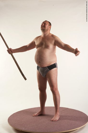 Underwear Fighting with spear Man White Standing poses - ALL Chubby Short Brown Standing poses - simple Academic