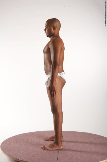 Underwear Man Black Standing poses - ALL Average Bald Standing poses - simple Academic