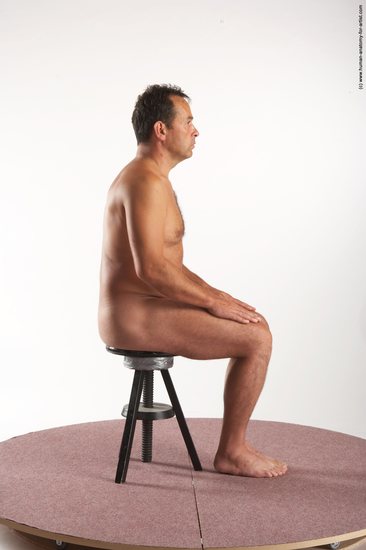 Nude Man White Sitting poses - simple Average Short Brown Sitting poses - ALL Realistic