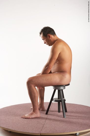 Nude Man White Sitting poses - simple Average Short Brown Sitting poses - ALL Realistic