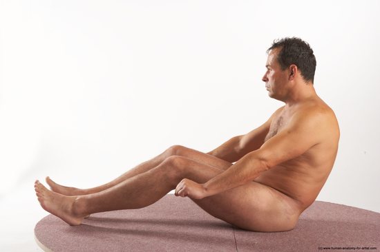 Nude Man White Sitting poses - simple Average Short Brown Sitting poses - ALL Realistic