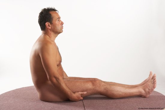 Nude Man White Sitting poses - simple Average Short Brown Sitting poses - ALL Realistic