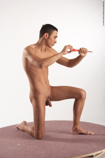 Nude Daily activities Man White Kneeling poses - ALL Slim Short Brown Kneeling poses - on one knee Realistic