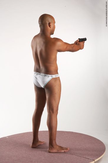 Underwear Fighting with gun Man Black Standing poses - ALL Average Bald Standing poses - simple Academic