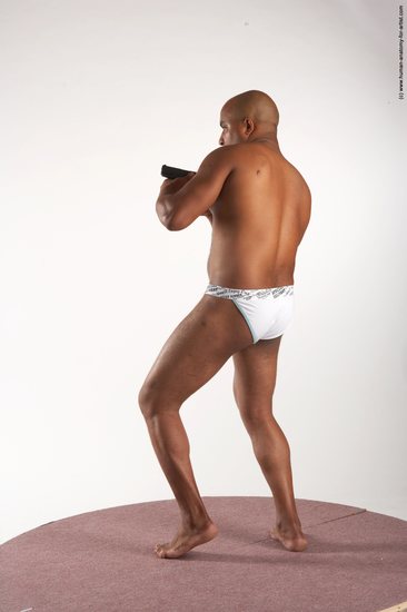 Underwear Fighting with gun Man Black Standing poses - ALL Average Bald Standing poses - simple Academic