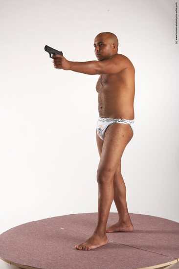 Underwear Fighting with gun Man Black Standing poses - ALL Average Bald Standing poses - simple Academic