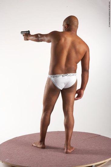 Underwear Fighting with gun Man Black Standing poses - ALL Average Bald Standing poses - simple Academic