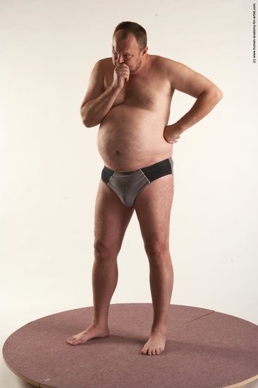 Underwear Man White Standing poses - ALL Chubby Short Brown Standing poses - simple Academic