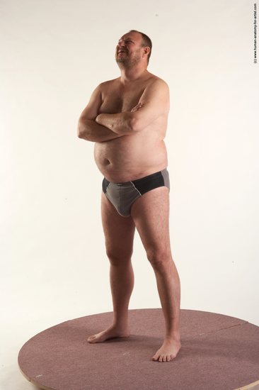 Underwear Man White Standing poses - ALL Chubby Short Brown Standing poses - simple Academic