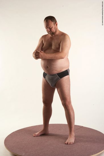 Underwear Man White Standing poses - ALL Chubby Short Brown Standing poses - simple Academic