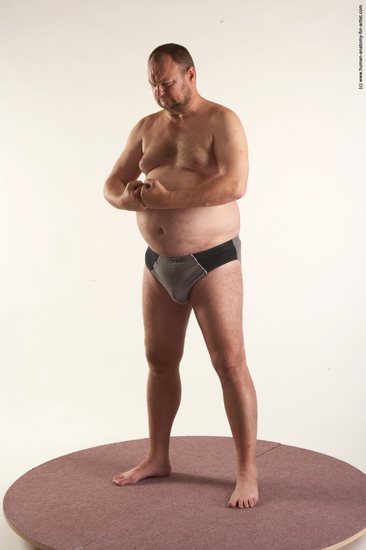 Underwear Man White Standing poses - ALL Chubby Short Brown Standing poses - simple Academic