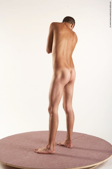 Nude Man White Standing poses - ALL Slim Short Brown Standing poses - simple Realistic