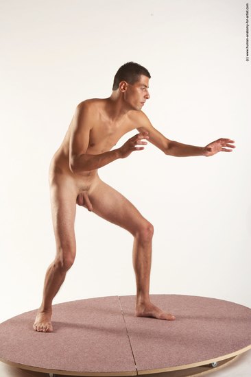 Nude Man White Standing poses - ALL Slim Short Brown Standing poses - simple Realistic