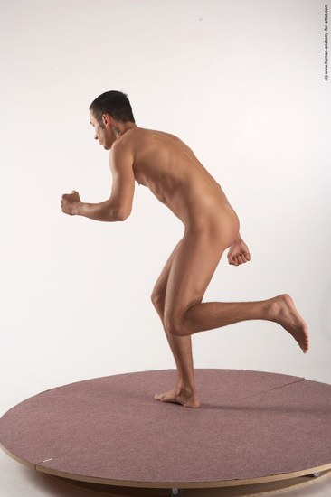 Nude Man White Moving poses Slim Short Brown Realistic