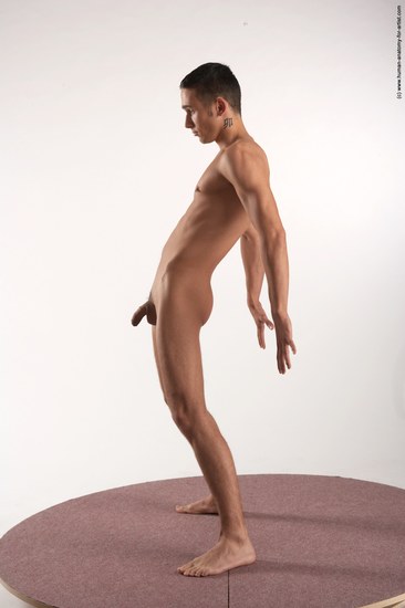 Nude Man White Standing poses - ALL Slim Short Brown Standing poses - simple Realistic