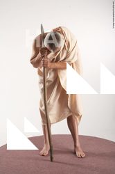 Drape Fighting with spear Man White Standing poses - ALL Average Short Grey Standing poses - simple Academic