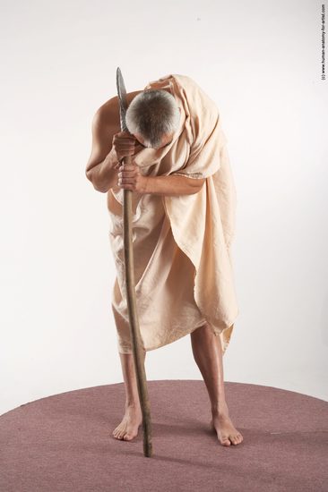 Drape Fighting with spear Man White Standing poses - ALL Average Short Grey Standing poses - simple Academic