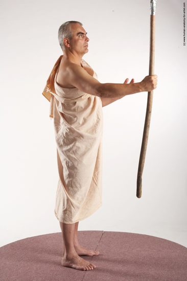 Drape Fighting with spear Man White Standing poses - ALL Average Short Grey Standing poses - simple Academic