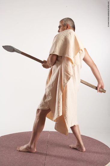 Drape Fighting with spear Man White Standing poses - ALL Average Short Grey Standing poses - simple Academic