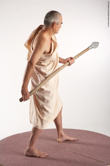 Drape Fighting with spear Man White Standing poses - ALL Average Short Grey Standing poses - simple Academic