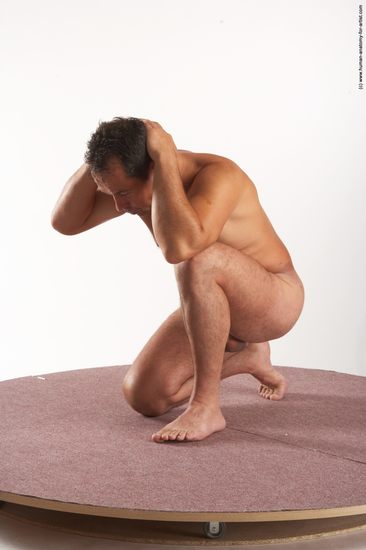 Nude Man White Kneeling poses - ALL Slim Short Brown Kneeling poses - on one knee Realistic