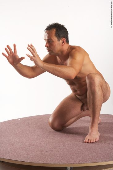 Nude Man White Kneeling poses - ALL Slim Short Brown Kneeling poses - on one knee Realistic