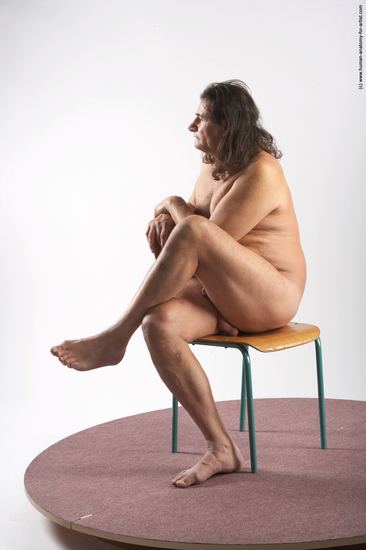 Nude Man Another Sitting poses - simple Chubby Long Grey Sitting poses - ALL Realistic