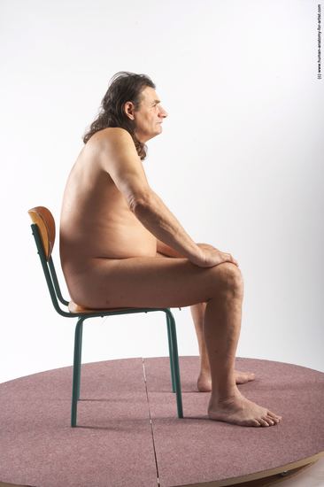 Nude Man Another Sitting poses - simple Chubby Long Grey Sitting poses - ALL Realistic