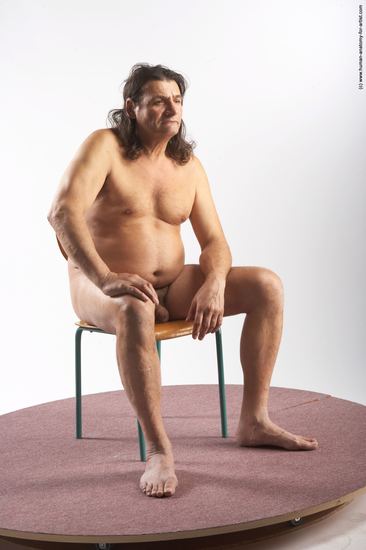 Nude Man Another Sitting poses - simple Chubby Long Grey Sitting poses - ALL Realistic