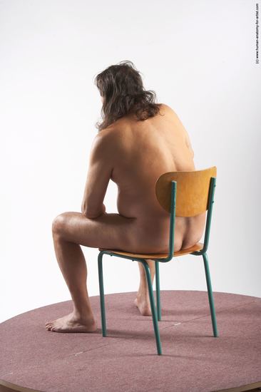 Nude Man Another Sitting poses - simple Chubby Long Grey Sitting poses - ALL Realistic