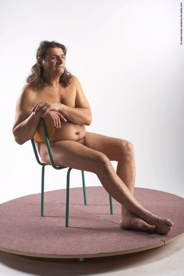 Nude Man Another Sitting poses - simple Chubby Long Grey Sitting poses - ALL Realistic