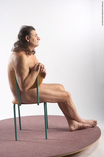 Nude Man Another Sitting poses - simple Chubby Long Grey Sitting poses - ALL Realistic