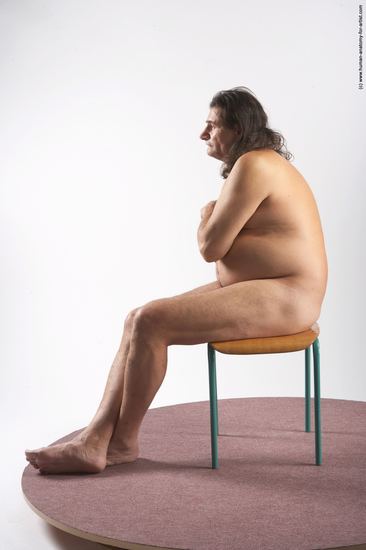 Nude Man Another Sitting poses - simple Chubby Long Grey Sitting poses - ALL Realistic