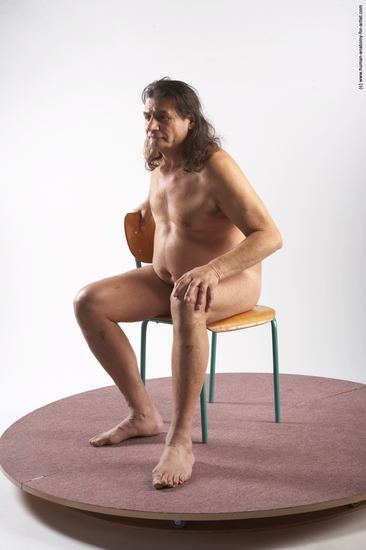 Nude Man Another Sitting poses - simple Chubby Long Grey Sitting poses - ALL Realistic