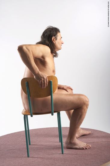 Nude Man Another Sitting poses - simple Chubby Long Grey Sitting poses - ALL Realistic