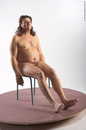 Nude Man Another Sitting poses - simple Chubby Long Grey Sitting poses - ALL Realistic