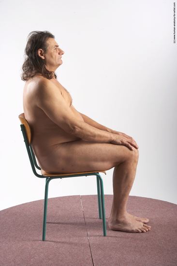 Nude Man Another Sitting poses - simple Chubby Long Grey Sitting poses - ALL Realistic