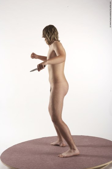 Nude Fighting with knife Man White Standing poses - ALL Slim Short Brown Standing poses - simple Realistic