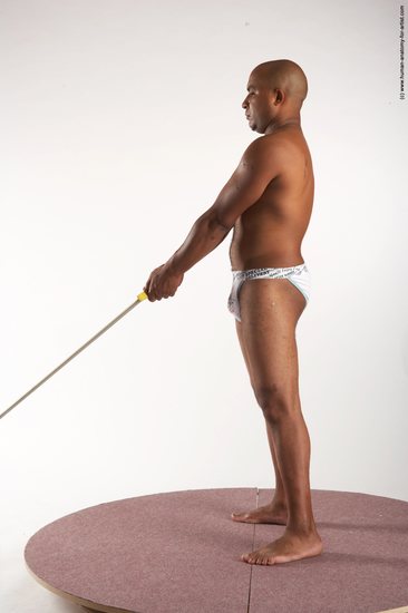 Underwear Fighting with sword Man Black Standing poses - ALL Average Bald Standing poses - simple Academic