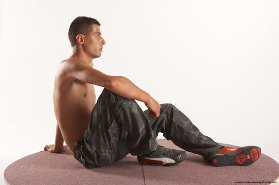 Casual Man White Kneeling poses - ALL Slim Short Brown Kneeling poses - on one knee Academic