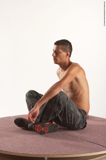 Casual Man White Kneeling poses - ALL Slim Short Brown Kneeling poses - on one knee Academic